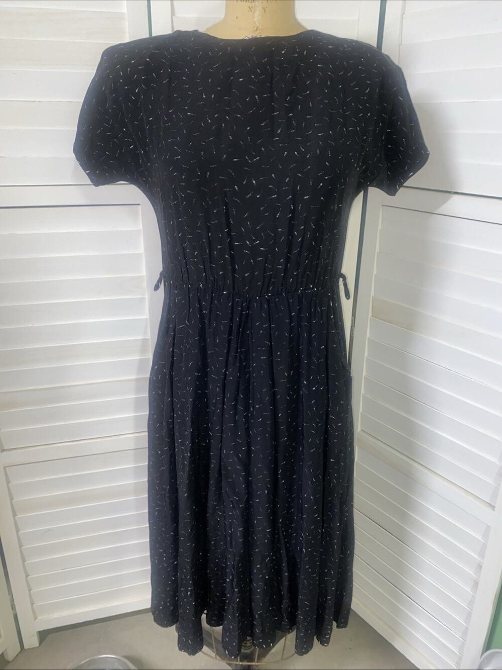Vintage 80s Paquette Too Dress Size 6 USA Made Secretary Short Sleeve Black